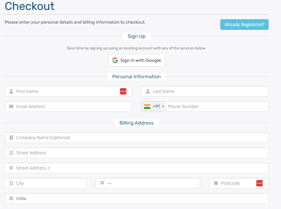 How to register a website name on Truehost in India