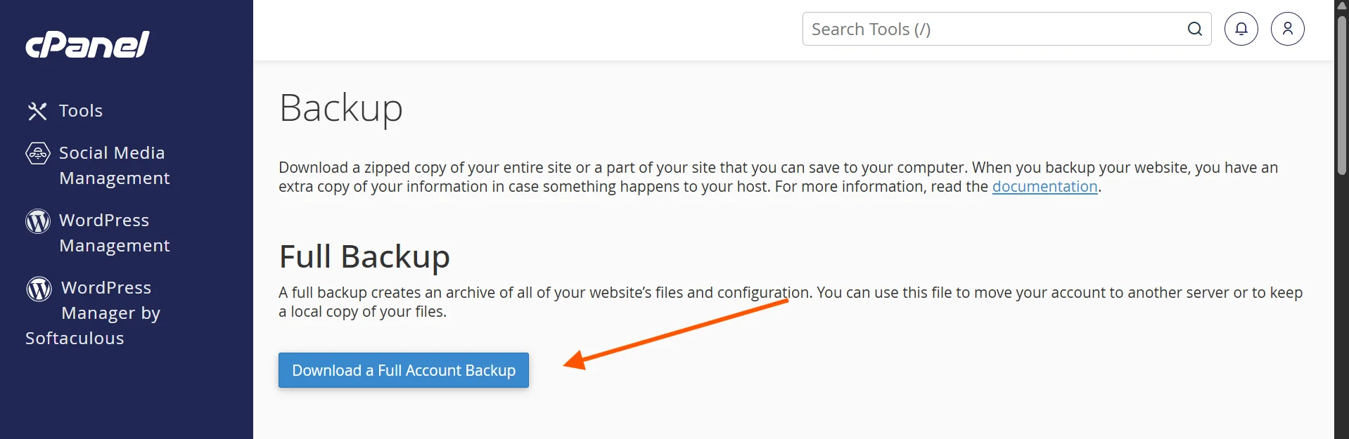 How To Do a Website Backup and Restore Using cPanel 10 cpanel-backup-full