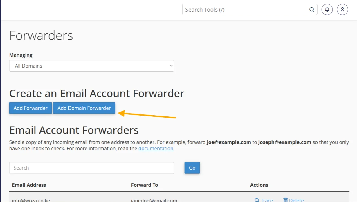 cpanel-domain-forwarder
