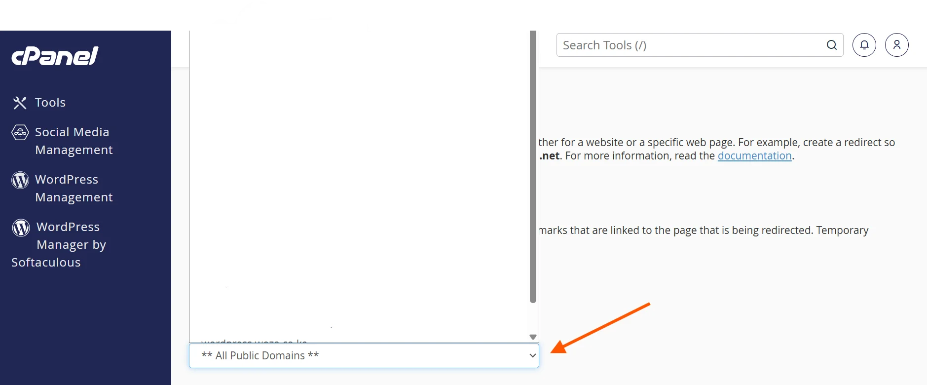 How To Set Up a Domain Redirect in cPanel 4 cpanel-redirect-choose-domain