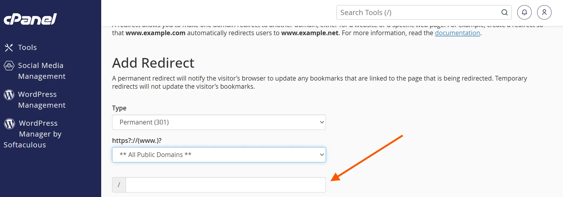 How To Set Up a Domain Redirect in cPanel 5 cpanel-website-redirect-path