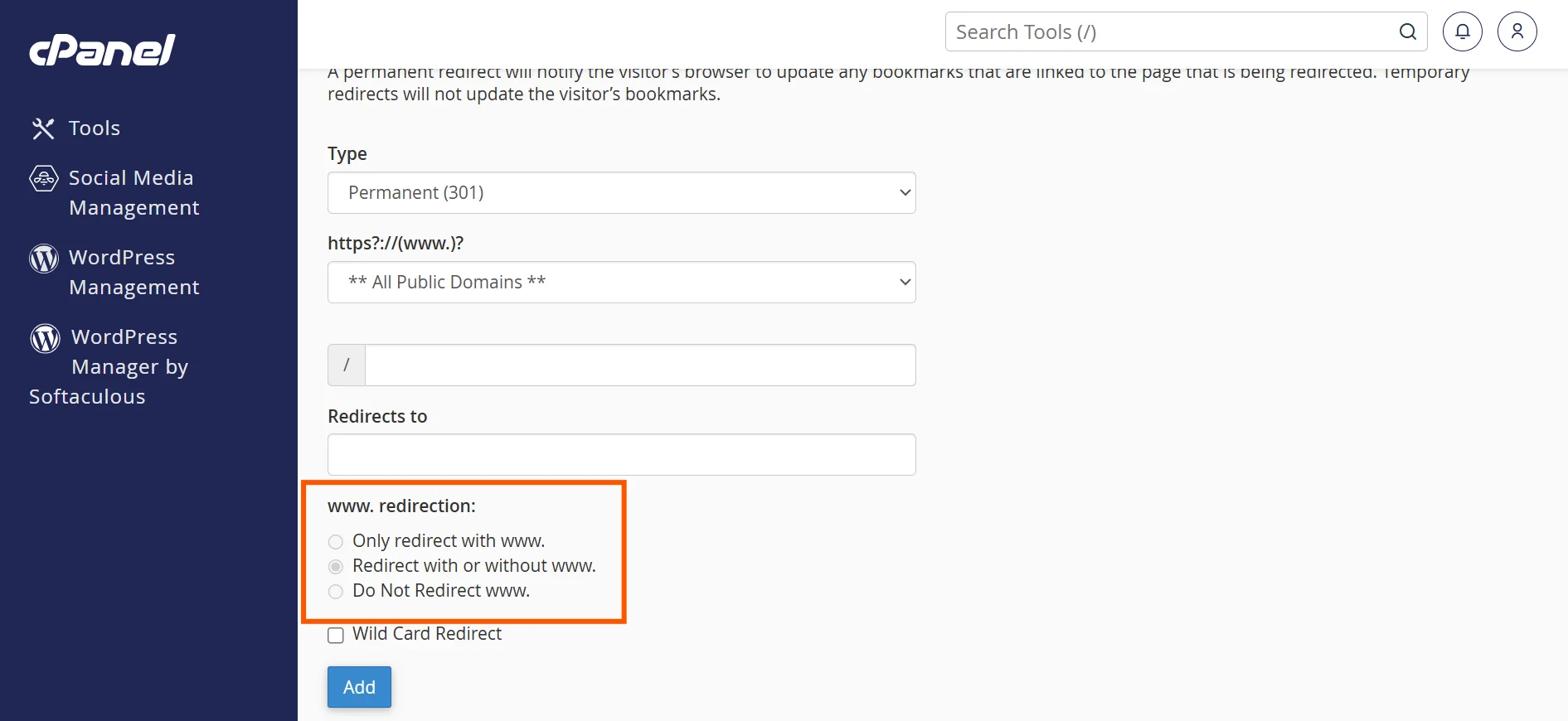 How To Set Up a Domain Redirect in cPanel 7 cpanel-www-direction
