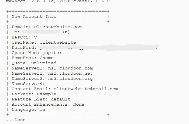 Reseller-hosting-account-created
