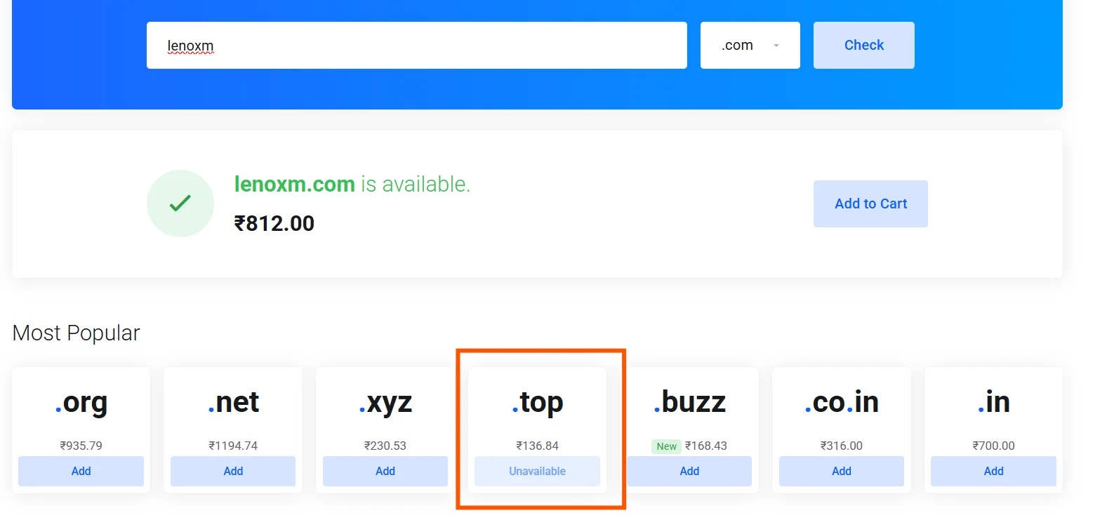 Top-domain-unavailable