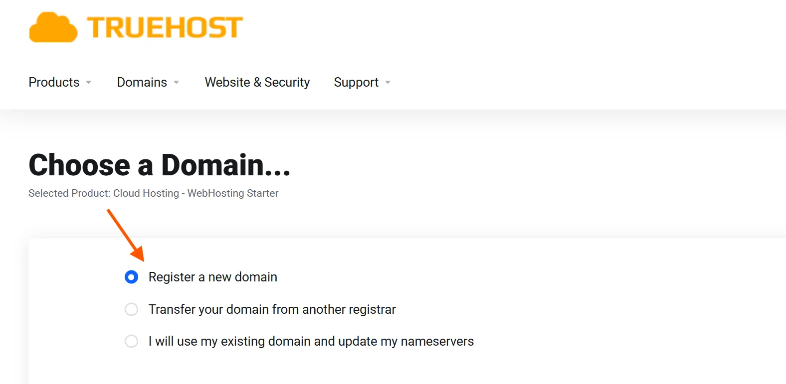 Truehost-choose-domain