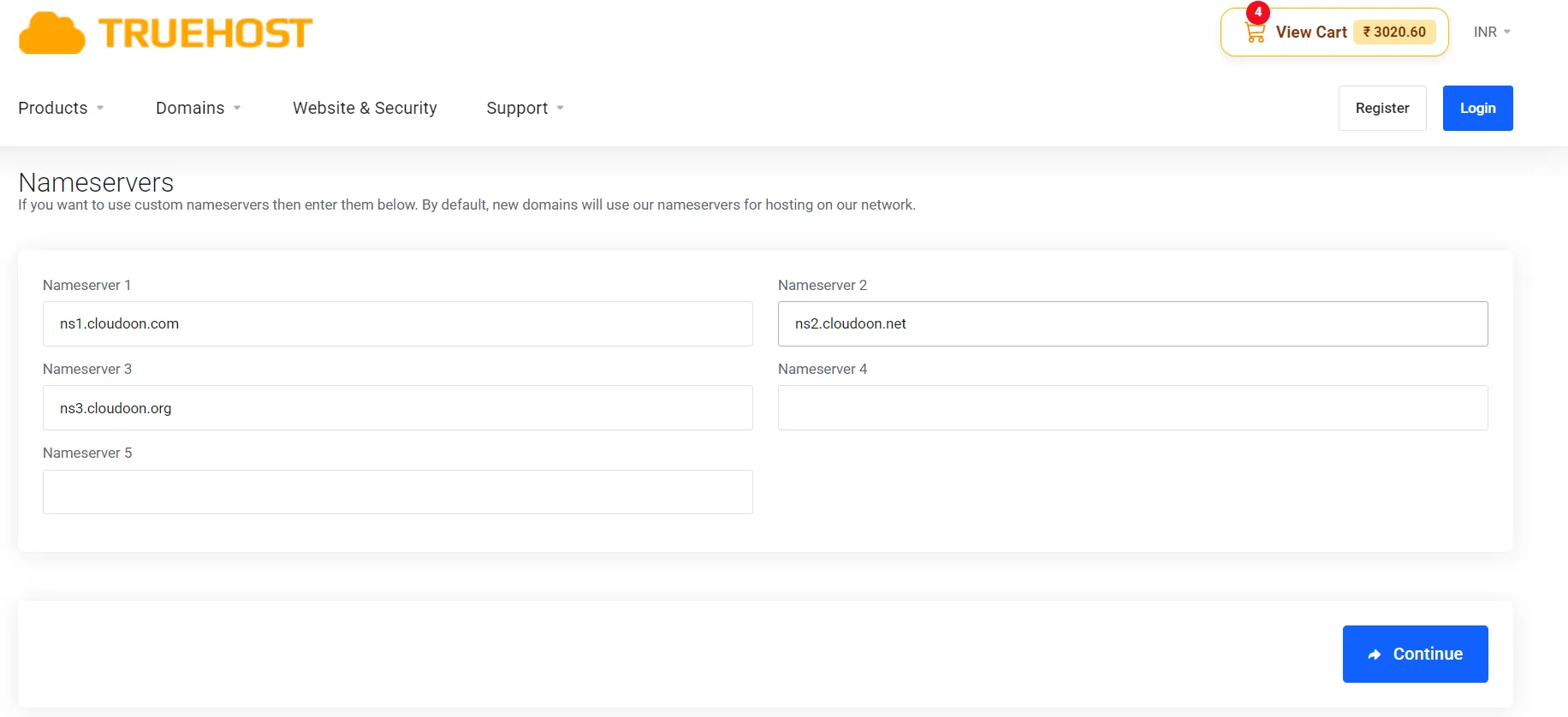 If you want to use custom nameservers then enter them below. By default, new domains will use our nameservers for hosting on our network.
