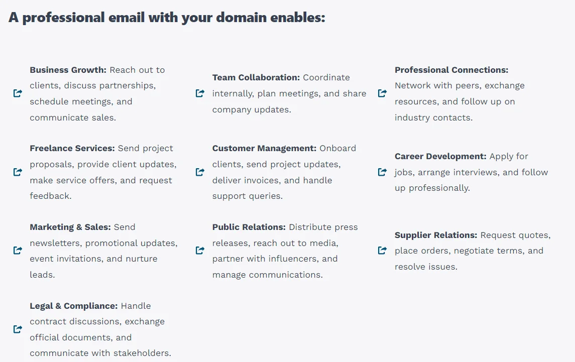 A professional email with your domain enables:
